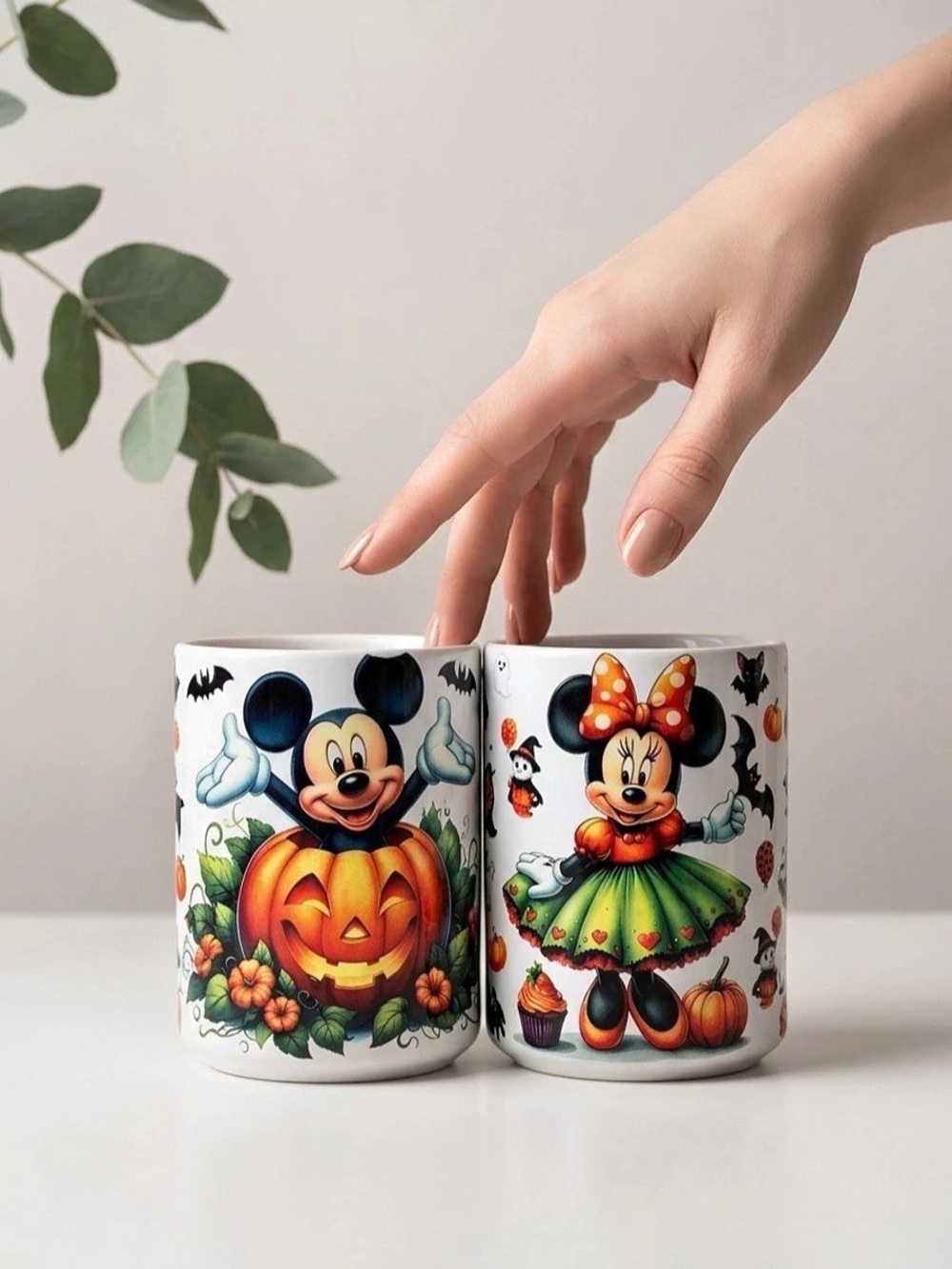 Disney Mickey and Minnie Mouse Halloween Ceramic Mug Set